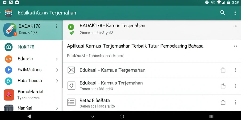 Tampilan antarmuka aplikasi BADAK178 untuk Kamus Terjemahan.