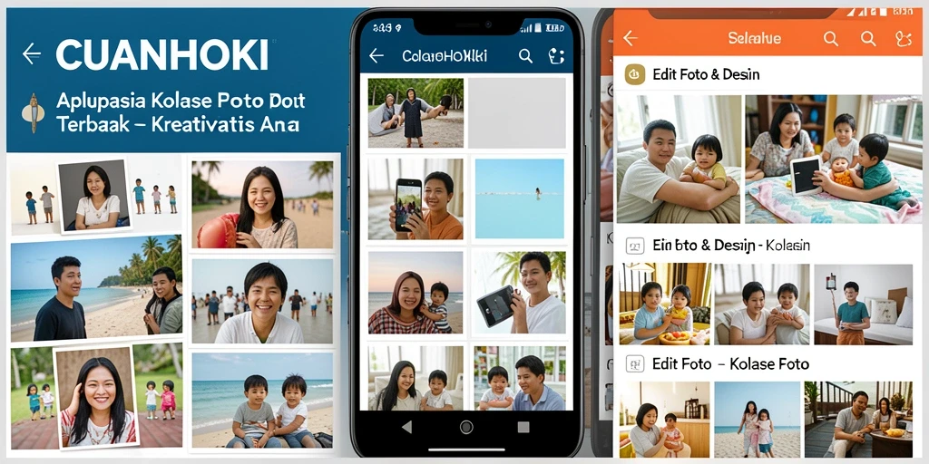 Screenshot antarmuka CUANHOKI dengan fungsi kolase foto yang menarik.
