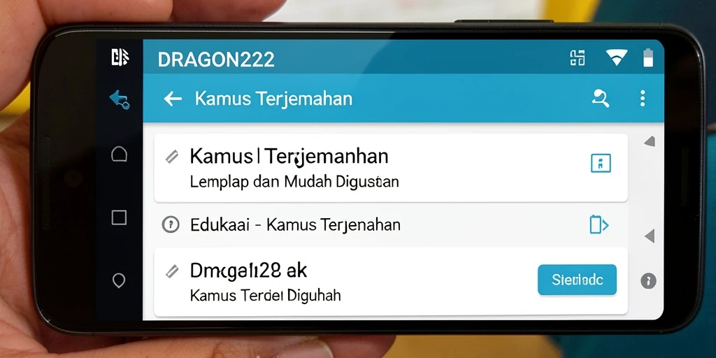 Tampilan antarmuka DRAGON222 yang sederhana dan fungsional untuk Kamus Terjemahan.