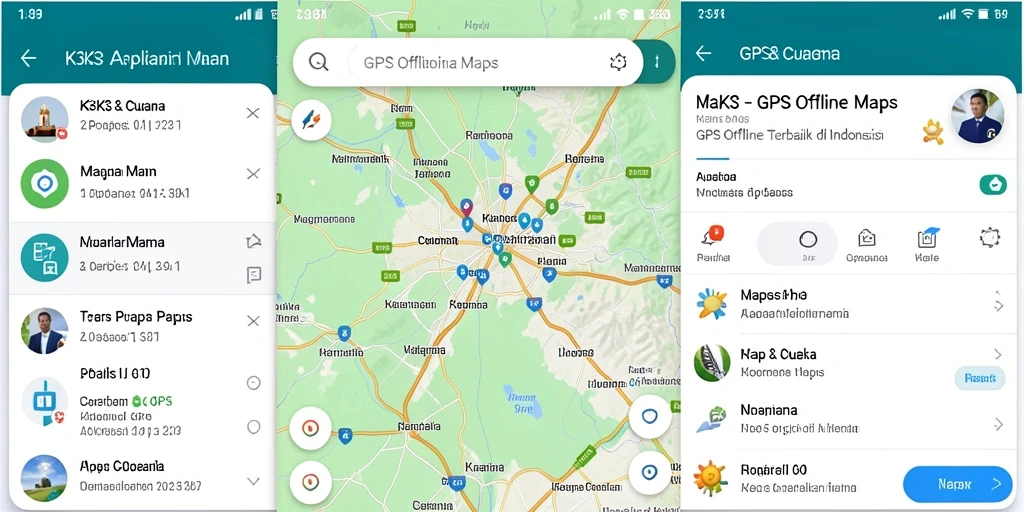 Antarmuka pengguna K3K3 yang intuitif memudahkan navigasi GPS Offline Maps.