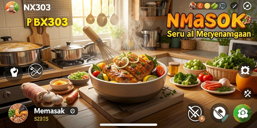 Tampilan antarmuka game Memasak yang menarik dan interaktif.