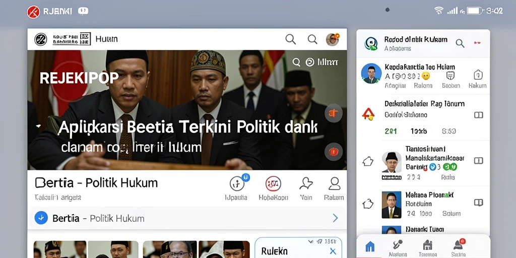 Tampilan antarmuka aplikasi REJEKIPOP untuk berita politik dan hukum.